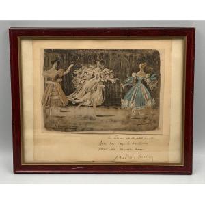 Colour Lithograph By Jean-denis Malclès The Bride And Her Friends