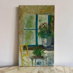 Oil On Canvas, Still Life, Bouquet Of Flowers By Serge Doceul, 1986