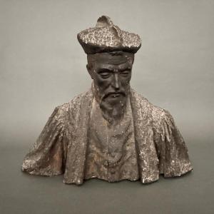 Plaster Sculpture By Charles Filleul, Bust Of A Renaissance Man