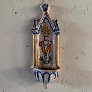 Earthenware Holy Water Font From Martres-tolosane, 18th Century