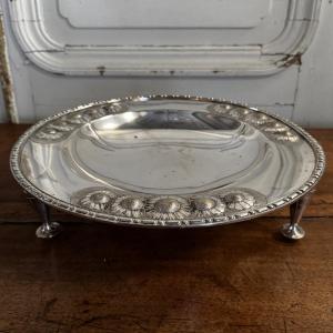 Art Deco Silver-plated Metal Footed Bowl By Romepla, 1930, Floral Decoration