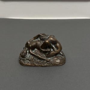 19th-century Erotic Bronze Depicting A Couple Of Women With A Chocolate Patina