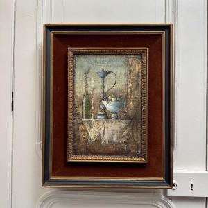 Oil On Canvas, Still Life With Fruit, 20th Century, By Cambicq