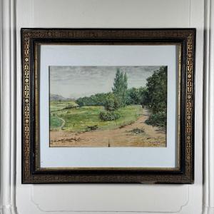 Watercolor On Paper Depicting A Path By C. Piveteau, 1915