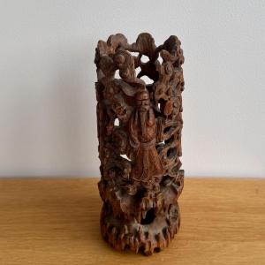 A Richly Carved Chinese Brush Box Decorated With Figures