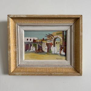 Oriental Oil On Cardboard, Applied With A Palette Knife, By P. Gobewille 