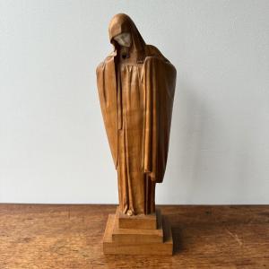 Virgin Mary Carved In Wood By Lucienne Heuvelmans (1881-1944) 
