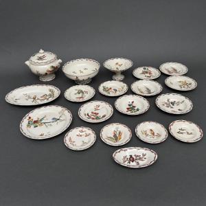 19-piece Choisy-le-roi Dinner Service With Bird And Naturalist Decoration