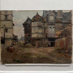 Oil On Panel, Street Scene By Roy, 1856