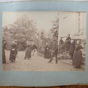 Albumen Print Mounted On Cardboard, Croquet Players, 19th Century