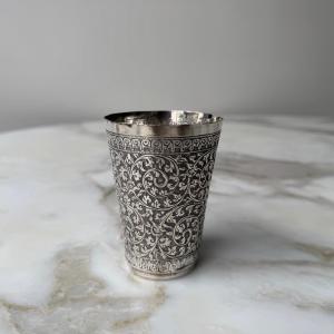 A Richly Crafted Silver Cup From Sri Lanka Decorated With Arabesques