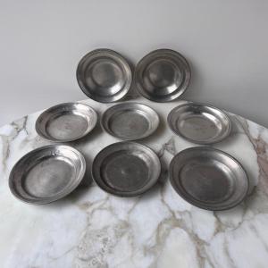 Set Of 8 18th-century Pewter Bowls Bearing The Initials Rhf