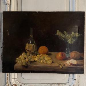 Oil On Canvas Still Life With Fruit, Early 20th Century 