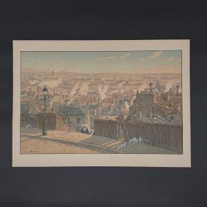 Lithograph By Henri Rivière, Parisian Landscapes, Paris Seen From Montmartre 