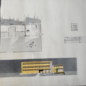 Architectural Drawing Project 1960 By René Vachez, Building Facade 