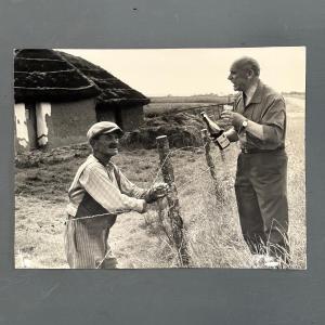 Black And White Photograph Of Two Men, Each Holding A Glass, By Robert Laporte, 20th Century