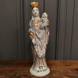 Virgin And Child In 18th-century Earthenware, Avma Marked 