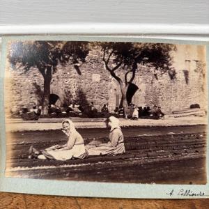 Albumen Print Mounted On Cardboard, Two Women In Collioure, 19th Century
