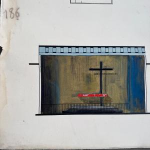 Architectural Drawing Project 1960 By René Vachez, Church Facade 