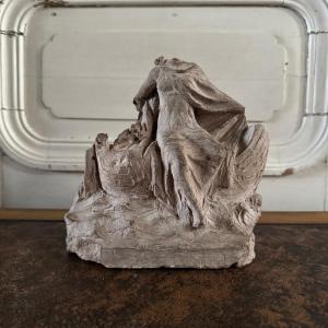Antique-style Terracotta Statue Of A Draped Woman By Charles Filleul 