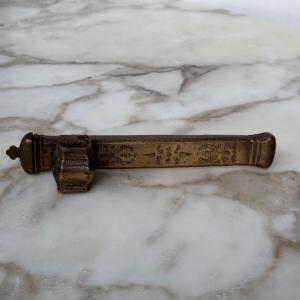 Finely Engraved Bronze Travel Inkwell, 19th Century, Middle East