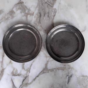 Pair Of 18th-century Pewter Plates Bearing Hallmarks 