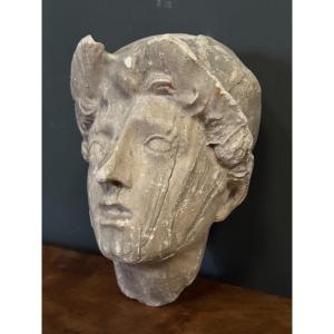 Antique-style Plaster Sculpture Of A Woman's Face, Early 20th Century