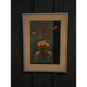 Lithograph Countersigned By J. Enzathur 48/100 Modern Composition