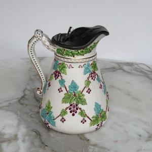 Pitcher Decorated With Applied Vine Leaves, 19th Century, Marked Edwards