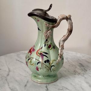 Fine Earthenware Ewer, Staffordshire Manufacture, 1843, Floral Decoration