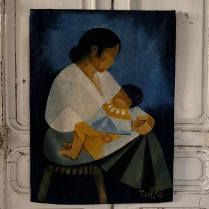 Wool Tapestry "tenderness" By Louis Toffoli, Robert Four, 20th Century 