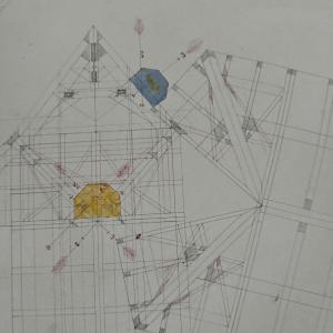 Drawing Or Blueprint Of A 19th-century Compagnon Du Devoir Carpenter.