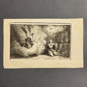 17th-century Engraving Depicting The Annunciation By Parrorsel