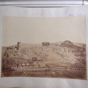 Albumen Print Mounted Photograph Depicting The Acropolis In Athens, Late 19th Century