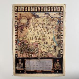 Large Colonial Poster Illustrated Map Of The Belgian Congo, Ruanda-urundi, 1930