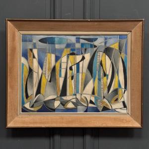 Oil On Canvas, Geometric Abstraction, 20th Century, By J. Luccioni