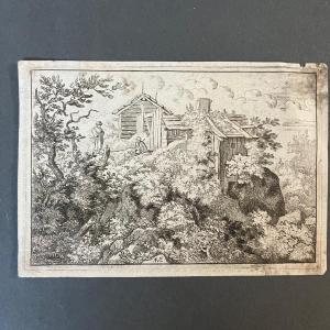 Engraving Of The 3 Huts At The Summit, Mid-17th Century, By Allaert Van Everdingen