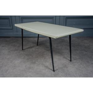 1960s Coffee Table With Cream Top And Tubular Design Legs 