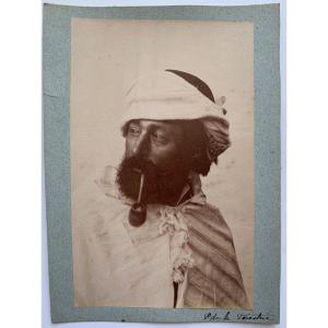 Photo Albumen Man With Pipe