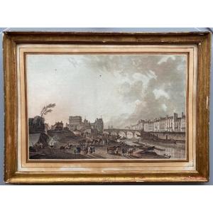 Engraving Demachy Descourtis Porte Saint-bernard Quai De La Tournelle Paris