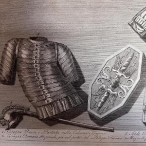 Early 19th-century Antique Engraving Roccheggiani Fecit Roman Armor
