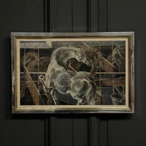 Lithography By Hans Erni Cheval Surrealist Atmosphere 1970