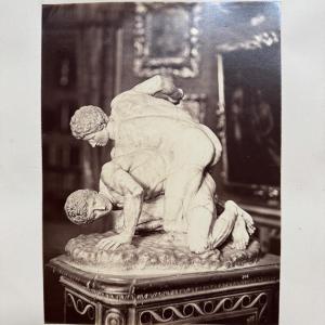 Albumen Photo Of Les Lutteurs Florence 19th Century
