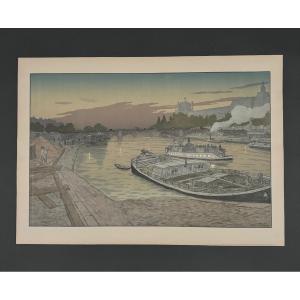 Lithograph By Henri Rivière The Pont Des Saints-pères And The Louvre