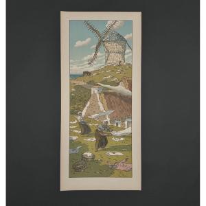 Lithograph By Henri Rivière La Féérie Des Heures - Le Vent