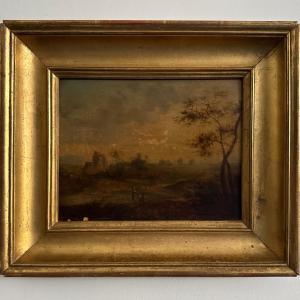Oil On Landscape Panel 19th Century French School Gilt Frame