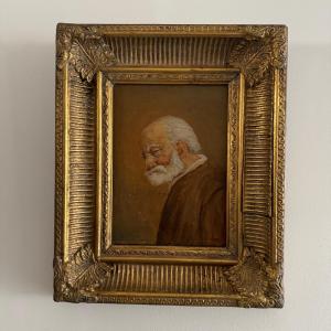Oil On Panel Portrait Of A Bearded Man 19th Century By Jean