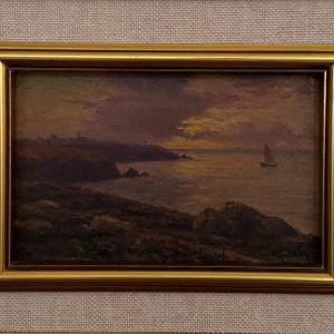 Oil On Panel By Jacques Marcelin XXth Seaside At Night