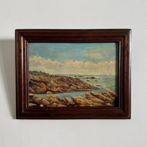 Oil Painting Of The Rocky Coast Of Quiberon 1915 By A. Derémy