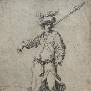 16th-century Engraving Of A Soldier By Abraham Bloemaert (1564-1651)